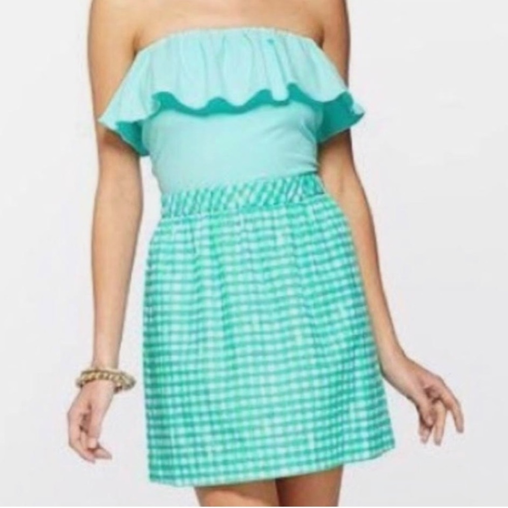 Lilly Pulitzer Athens dress Glenda green painterly gingham XS
